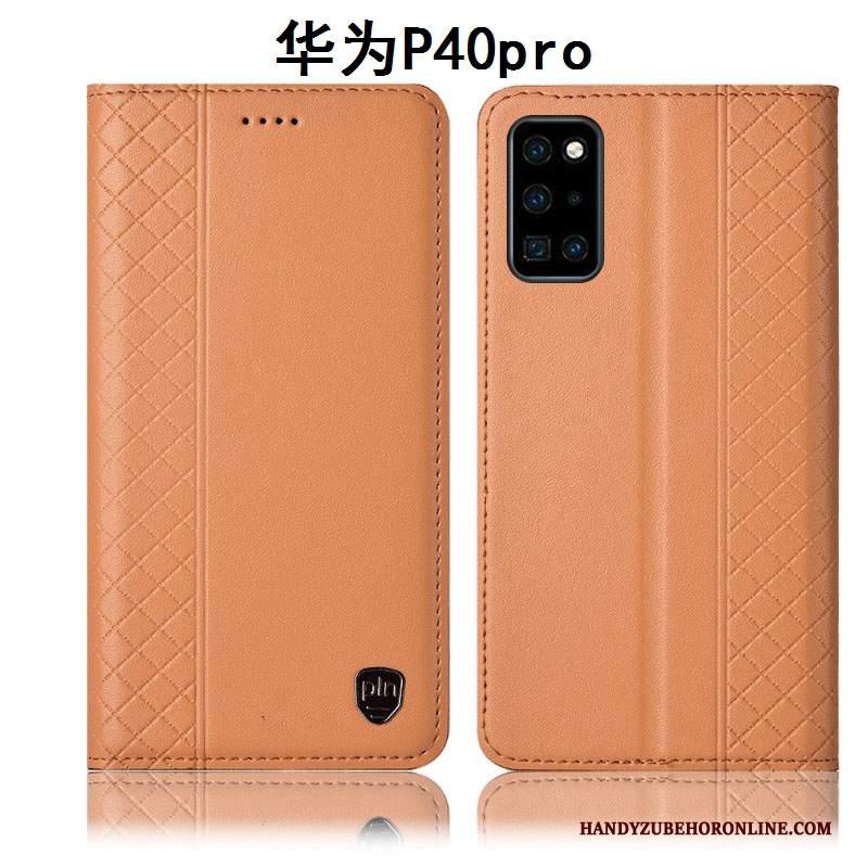 Custodia Huawei P40 Pro Folio Telefono Anti-caduta, Cover Huawei P40 Pro Pelle Tutto Incluso Giallo