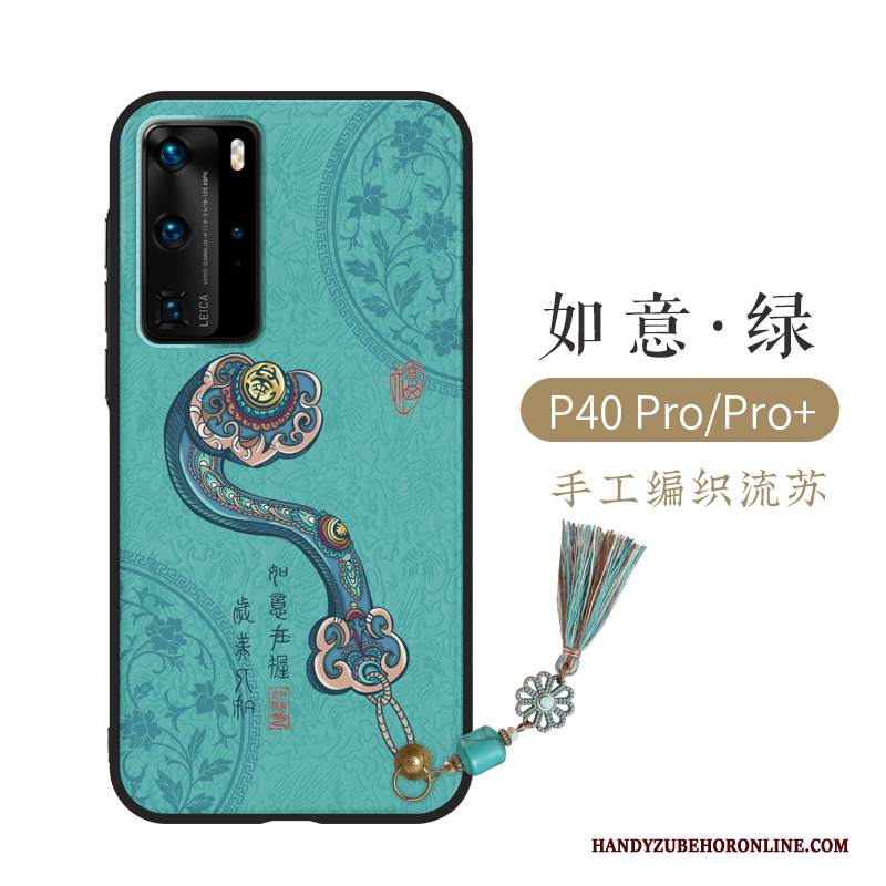 Custodia Huawei P40 Pro Goffratura High End Stile Cinese, Cover Huawei P40 Pro Protezione Anti-caduta Di Personalità