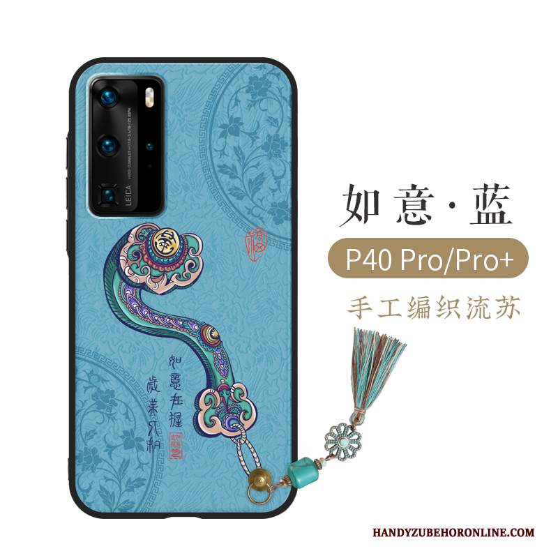 Custodia Huawei P40 Pro Goffratura High End Stile Cinese, Cover Huawei P40 Pro Protezione Anti-caduta Di Personalità