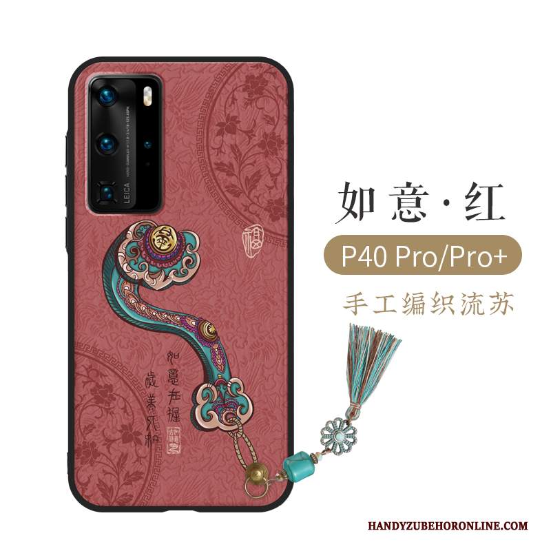 Custodia Huawei P40 Pro Goffratura High End Stile Cinese, Cover Huawei P40 Pro Protezione Anti-caduta Di Personalità