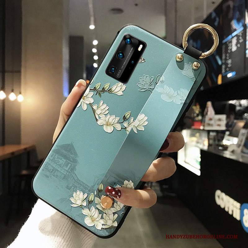 Custodia Huawei P40 Pro Goffratura Tutto Incluso Vento, Cover Huawei P40 Pro Silicone Telefono Blu