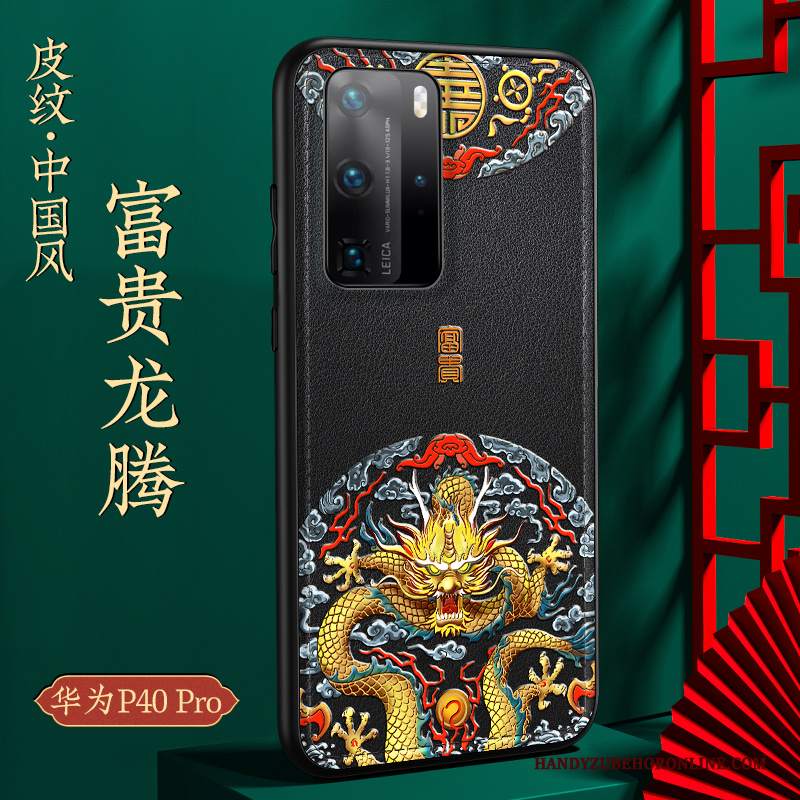 Custodia Huawei P40 Pro Pelle Tutto Incluso Stile Cinese, Cover Huawei P40 Pro Protezione Morbido Anti-caduta