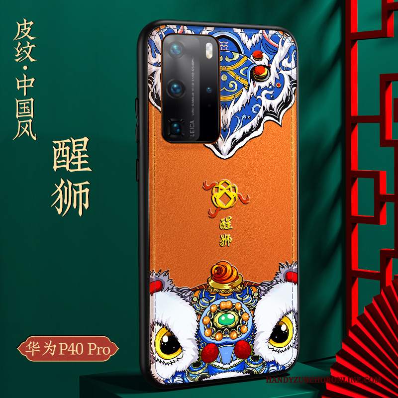 Custodia Huawei P40 Pro Pelle Tutto Incluso Stile Cinese, Cover Huawei P40 Pro Protezione Morbido Anti-caduta