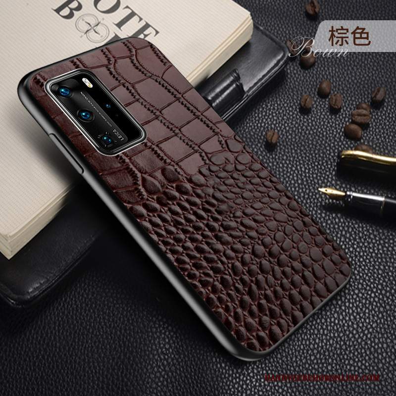 Custodia Huawei P40 Pro Protezione Di Personalità Supporto, Cover Huawei P40 Pro Pelle Nero High End