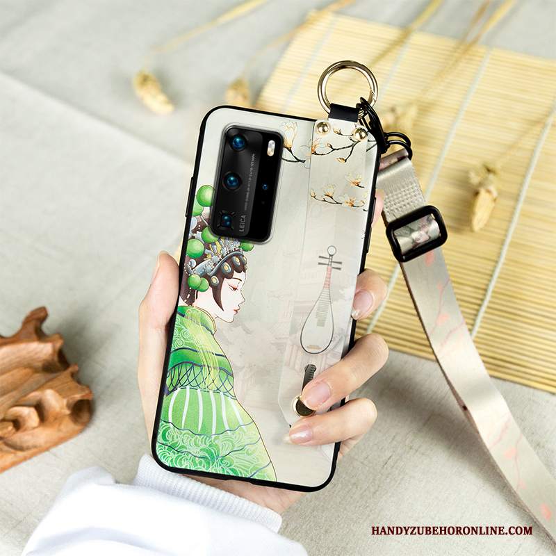 Custodia Huawei P40 Pro Protezione Morbido Verde, Cover Huawei P40 Pro Vintage Dramma Tutto Incluso