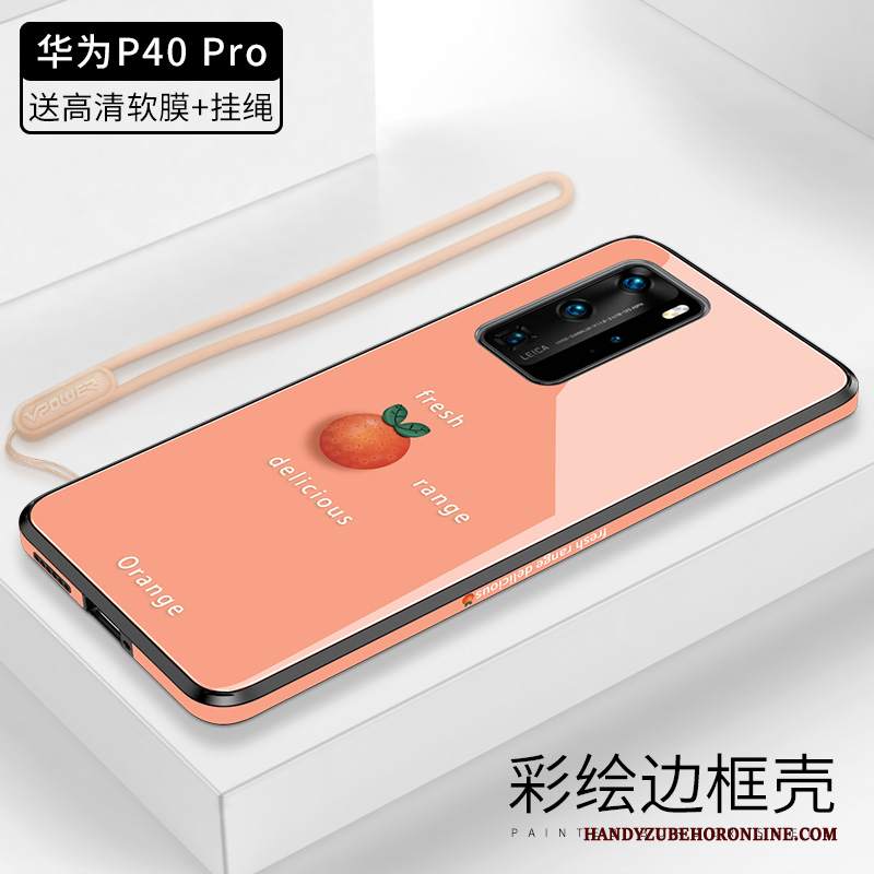 Custodia Huawei P40 Pro Protezione Vetro Vento, Cover Huawei P40 Pro Anti-caduta Arancione