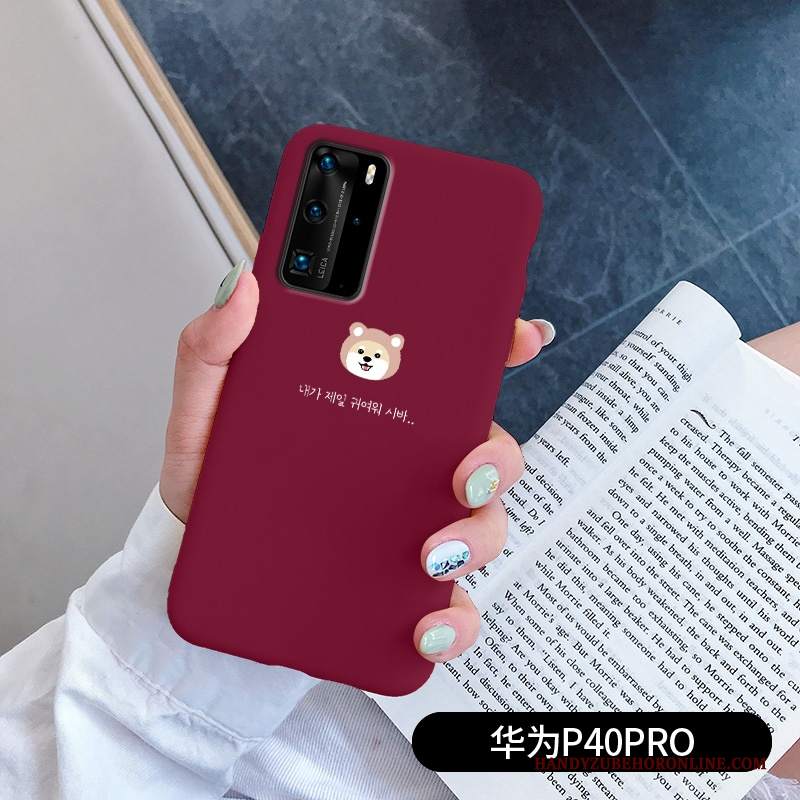 Custodia Huawei P40 Pro Silicone Amanti Morbido, Cover Huawei P40 Pro Protezione Rossotelefono