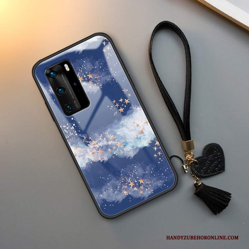 Custodia Huawei P40 Pro Silicone Piccola Amanti, Cover Huawei P40 Pro Creativo Stellato Blu