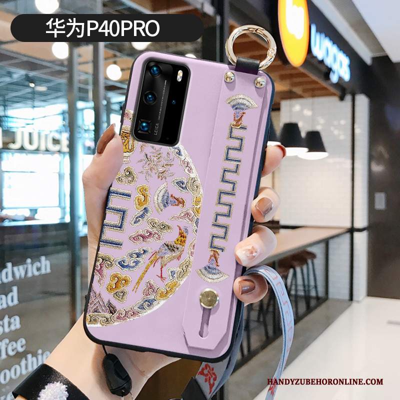 Custodia Huawei P40 Pro Vintage Telefono Morbido, Cover Huawei P40 Pro Silicone Porpora Modello