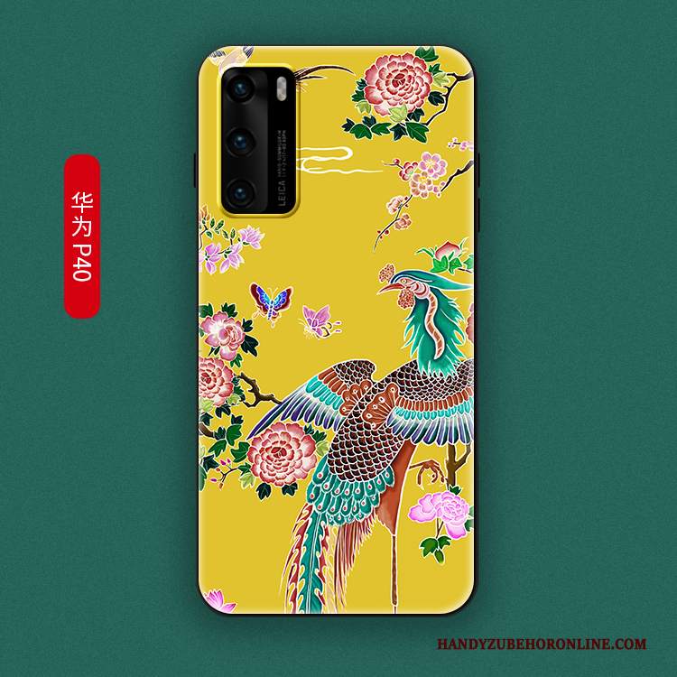 Custodia Huawei P40 Silicone Giallo Tutto Incluso, Cover Huawei P40 Protezione Stile Cinesetelefono