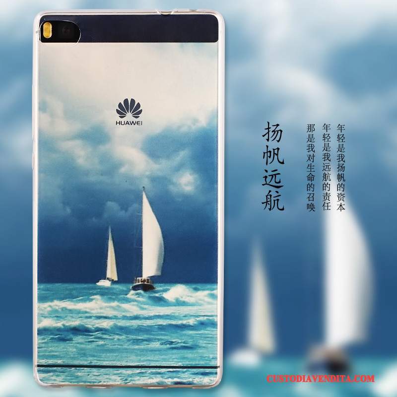 Custodia Huawei P8 Colore Morbidotelefono, Cover Huawei P8 Protezione Alto Blu