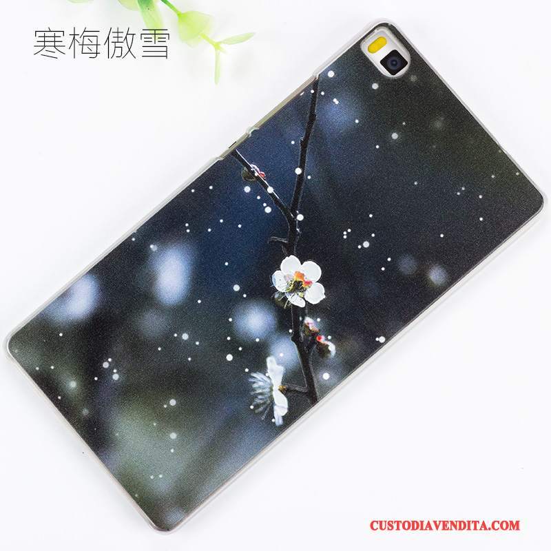 Custodia Huawei P8 Goffratura Difficile Grigio, Cover Huawei P8 Protezione Telefono Macchiati