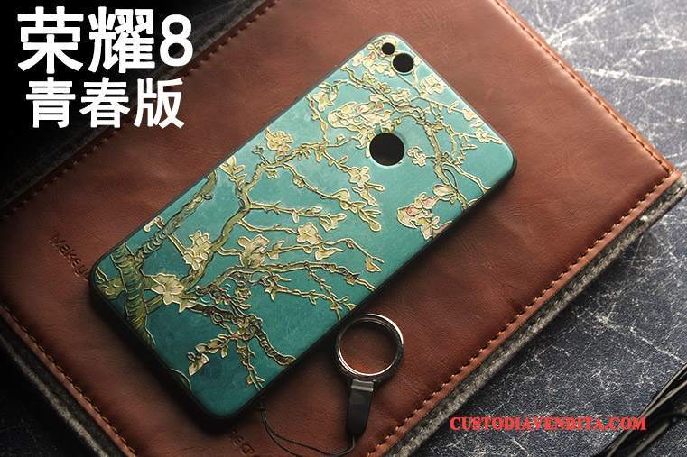 Custodia Huawei P8 Lite 2017 Goffratura Ornamenti Appesi Chiaro, Cover Huawei P8 Lite 2017 Protezione Giallotelefono