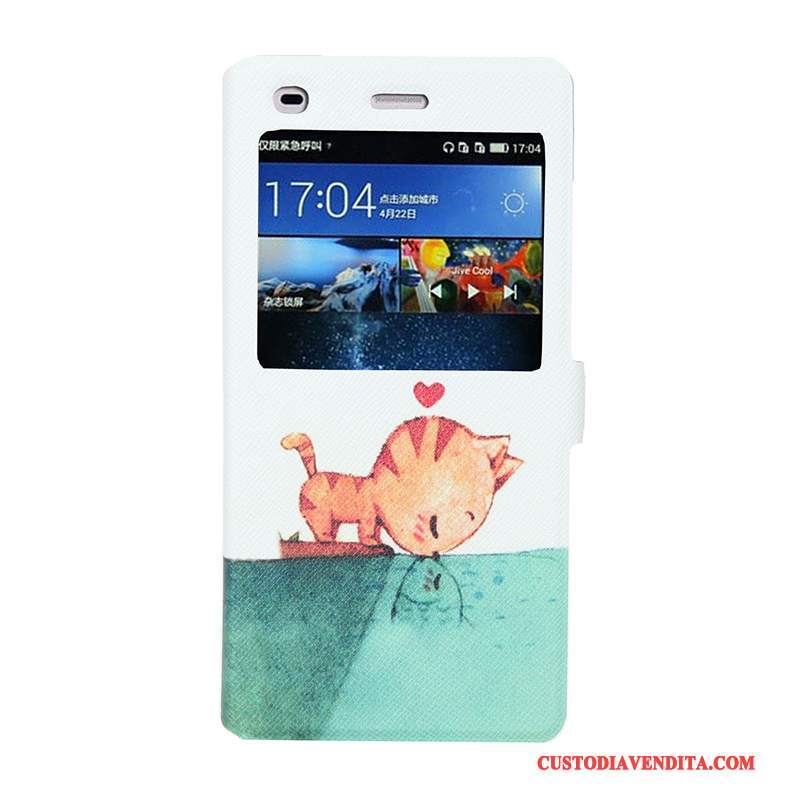 Custodia Huawei P8 Lite Colore Telefono Morbido, Cover Huawei P8 Lite Cartone Animato Tendenza Finestra Aperta