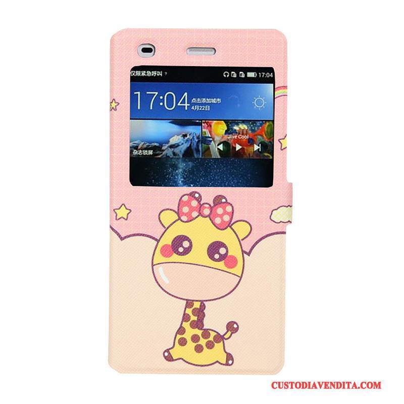 Custodia Huawei P8 Lite Colore Telefono Morbido, Cover Huawei P8 Lite Cartone Animato Tendenza Finestra Aperta