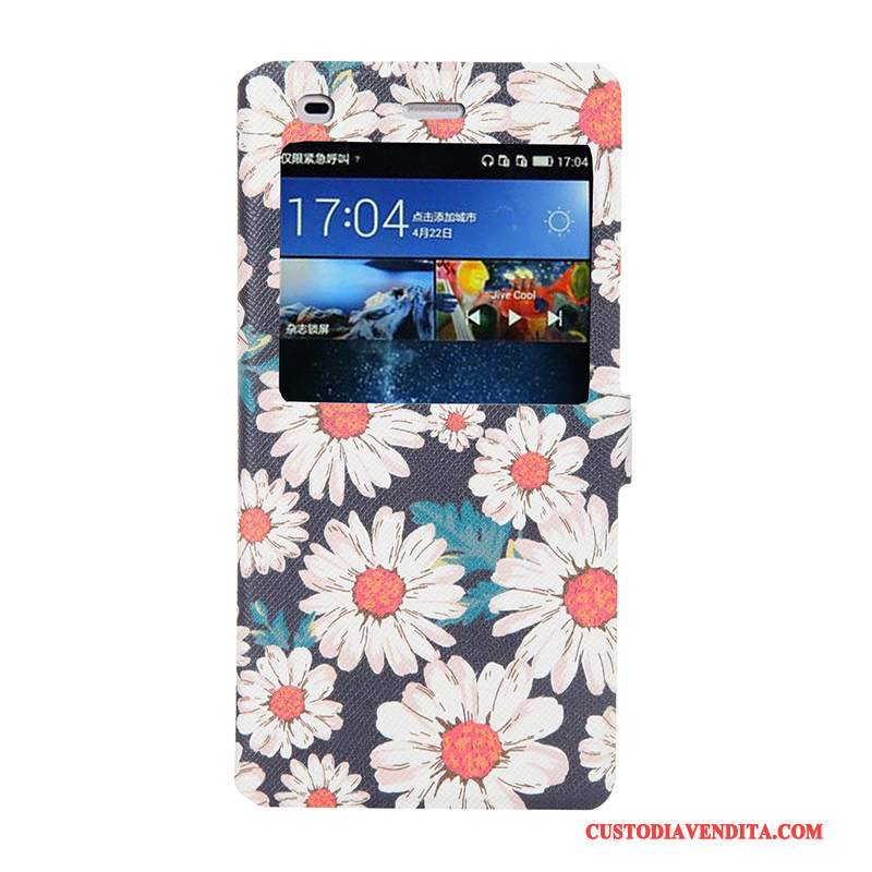 Custodia Huawei P8 Lite Colore Telefono Morbido, Cover Huawei P8 Lite Cartone Animato Tendenza Finestra Aperta