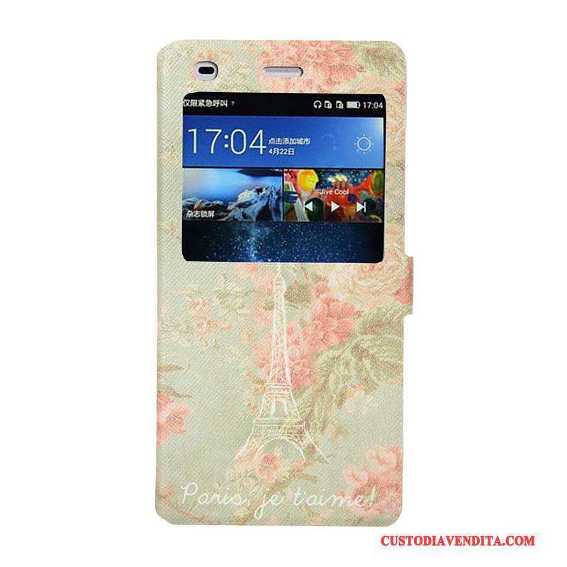 Custodia Huawei P8 Lite Colore Telefono Morbido, Cover Huawei P8 Lite Cartone Animato Tendenza Finestra Aperta