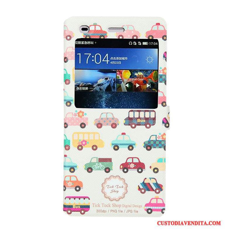 Custodia Huawei P8 Lite Colore Telefono Morbido, Cover Huawei P8 Lite Cartone Animato Tendenza Finestra Aperta