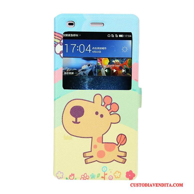 Custodia Huawei P8 Lite Colore Telefono Morbido, Cover Huawei P8 Lite Cartone Animato Tendenza Finestra Aperta