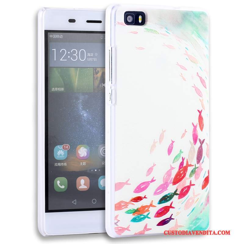 Custodia Huawei P8 Lite Goffratura Porporatelefono, Cover Huawei P8 Lite Protezione Gioventù