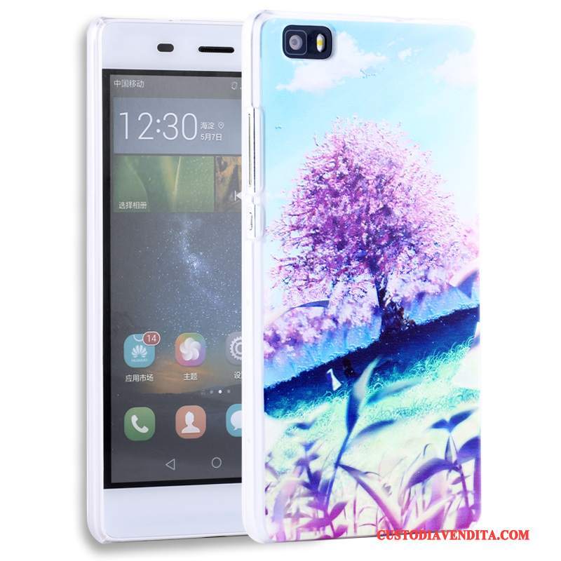 Custodia Huawei P8 Lite Goffratura Porporatelefono, Cover Huawei P8 Lite Protezione Gioventù