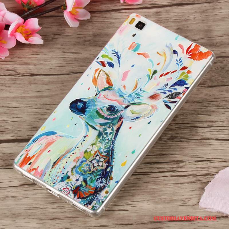 Custodia Huawei P8 Lite Goffratura Telefono Morbido, Cover Huawei P8 Lite Silicone Gioventù Anti-caduta