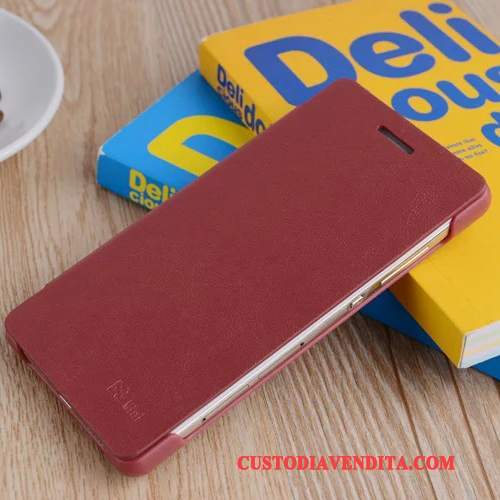 Custodia Huawei P8 Lite Pelle Arancione Anti-caduta, Cover Huawei P8 Lite Protezione Gioventù