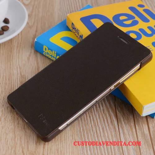 Custodia Huawei P8 Lite Pelle Arancione Anti-caduta, Cover Huawei P8 Lite Protezione Gioventù