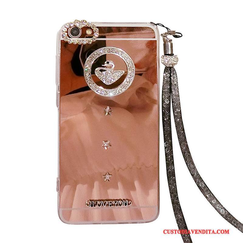 Custodia Huawei P8 Lite Protezione Stella Ornamenti Appesi, Cover Huawei P8 Lite Creativo Specchio Rosa