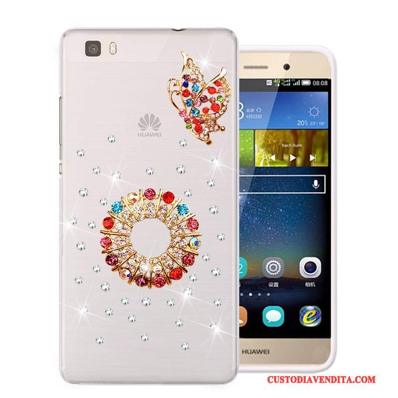 Custodia Huawei P8 Lite Strass Morbido Rosa, Cover Huawei P8 Lite Protezione Telefono Gioventù