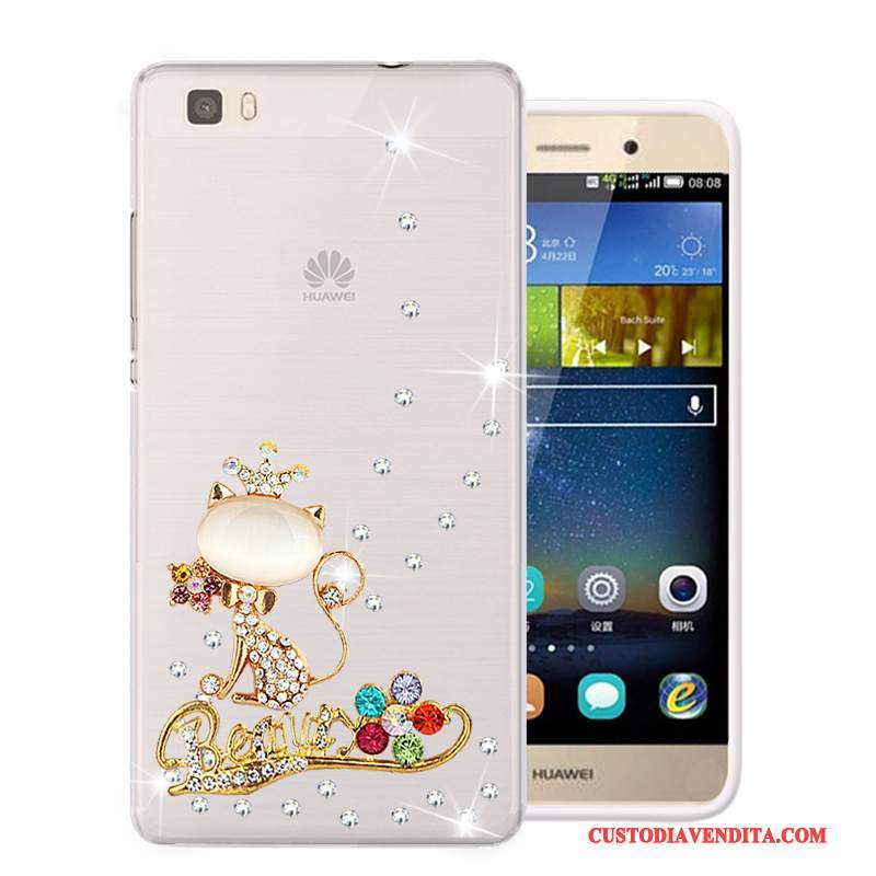 Custodia Huawei P8 Lite Strass Morbido Rosa, Cover Huawei P8 Lite Protezione Telefono Gioventù