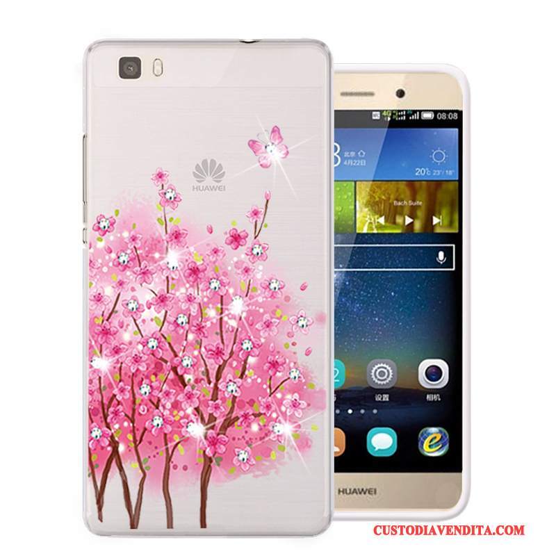 Custodia Huawei P8 Lite Strass Morbido Rosa, Cover Huawei P8 Lite Protezione Telefono Gioventù