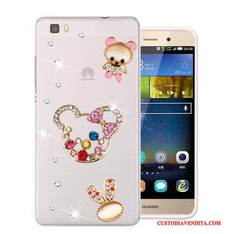 Custodia Huawei P8 Lite Strass Morbido Rosa, Cover Huawei P8 Lite Protezione Telefono Gioventù