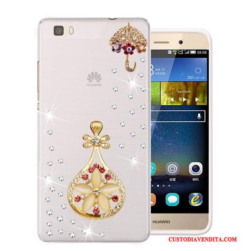 Custodia Huawei P8 Lite Strass Morbido Rosa, Cover Huawei P8 Lite Protezione Telefono Gioventù