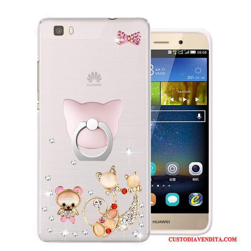 Custodia Huawei P8 Lite Strass Morbido Rosa, Cover Huawei P8 Lite Protezione Telefono Gioventù