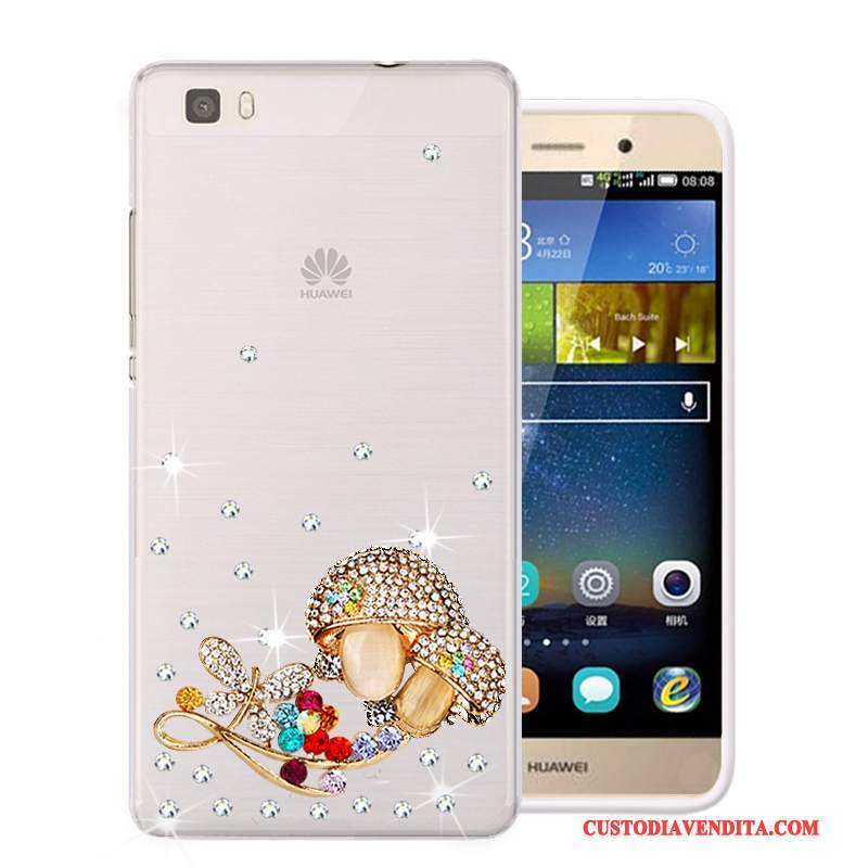 Custodia Huawei P8 Lite Strass Morbido Rosa, Cover Huawei P8 Lite Protezione Telefono Gioventù