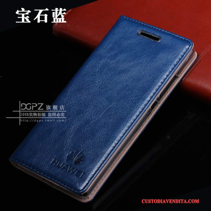 Custodia Huawei P8 Pelle Blu Alto, Cover Huawei P8 Folio Telefono