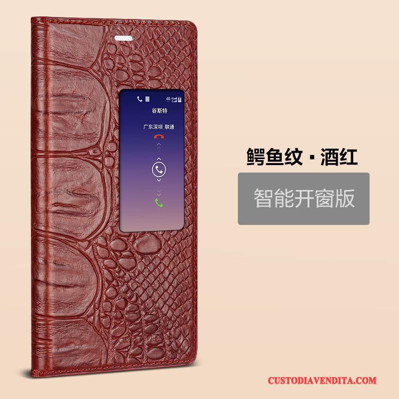 Custodia Huawei P8 Pelle Dormienza Vino Rosso, Cover Huawei P8 Protezione Anti-cadutatelefono