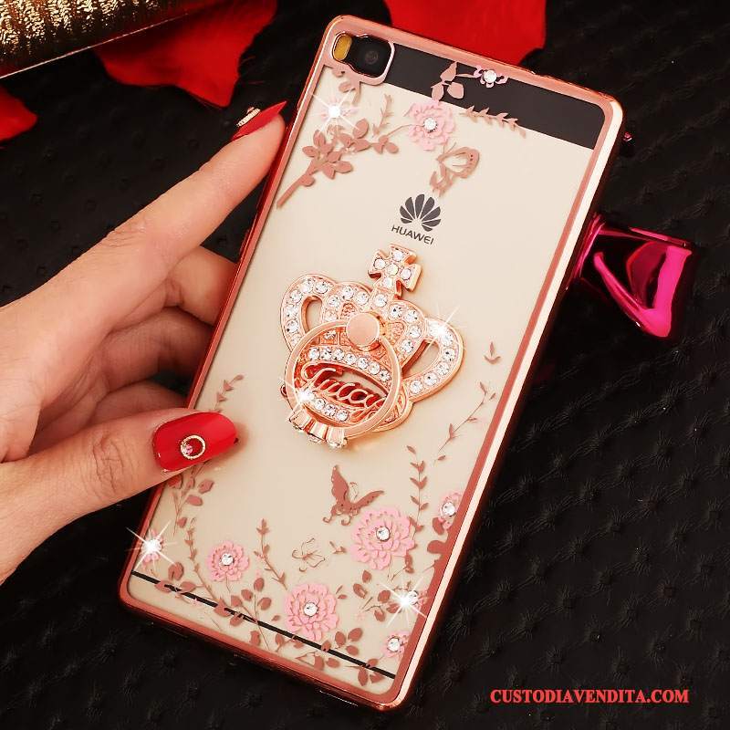 Custodia Huawei P8 Silicone Rosa Alto, Cover Huawei P8 Strass Tutto Inclusotelefono