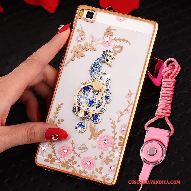 Custodia Huawei P8 Silicone Rosa Alto, Cover Huawei P8 Strass Tutto Inclusotelefono