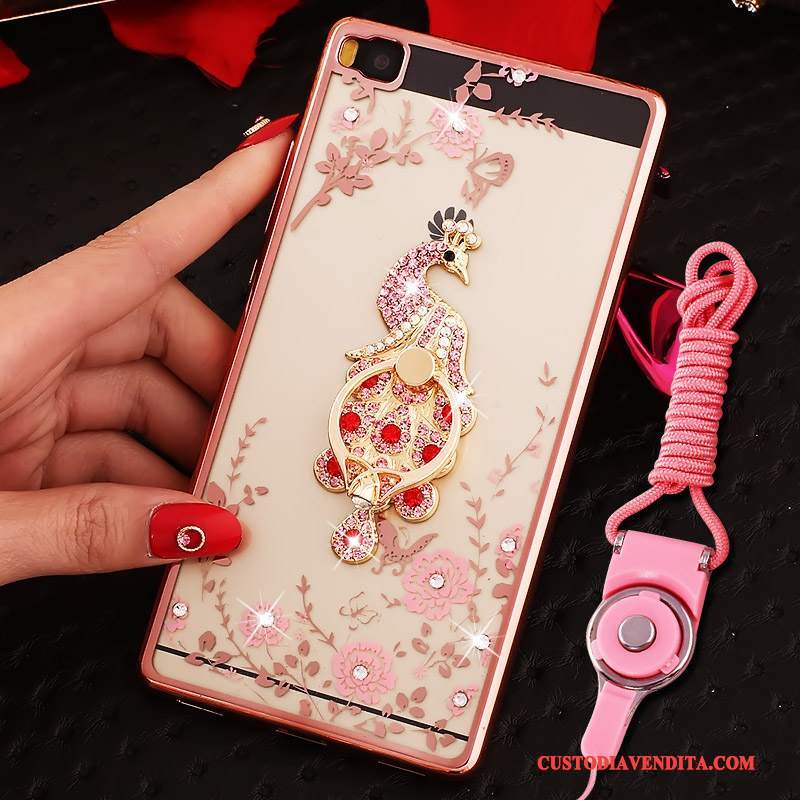 Custodia Huawei P8 Silicone Rosa Alto, Cover Huawei P8 Strass Tutto Inclusotelefono