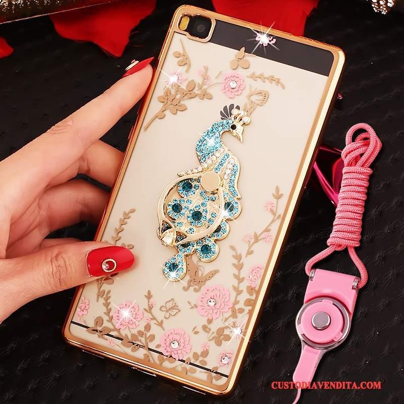 Custodia Huawei P8 Silicone Rosa Alto, Cover Huawei P8 Strass Tutto Inclusotelefono