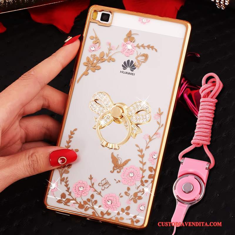 Custodia Huawei P8 Silicone Rosa Alto, Cover Huawei P8 Strass Tutto Inclusotelefono