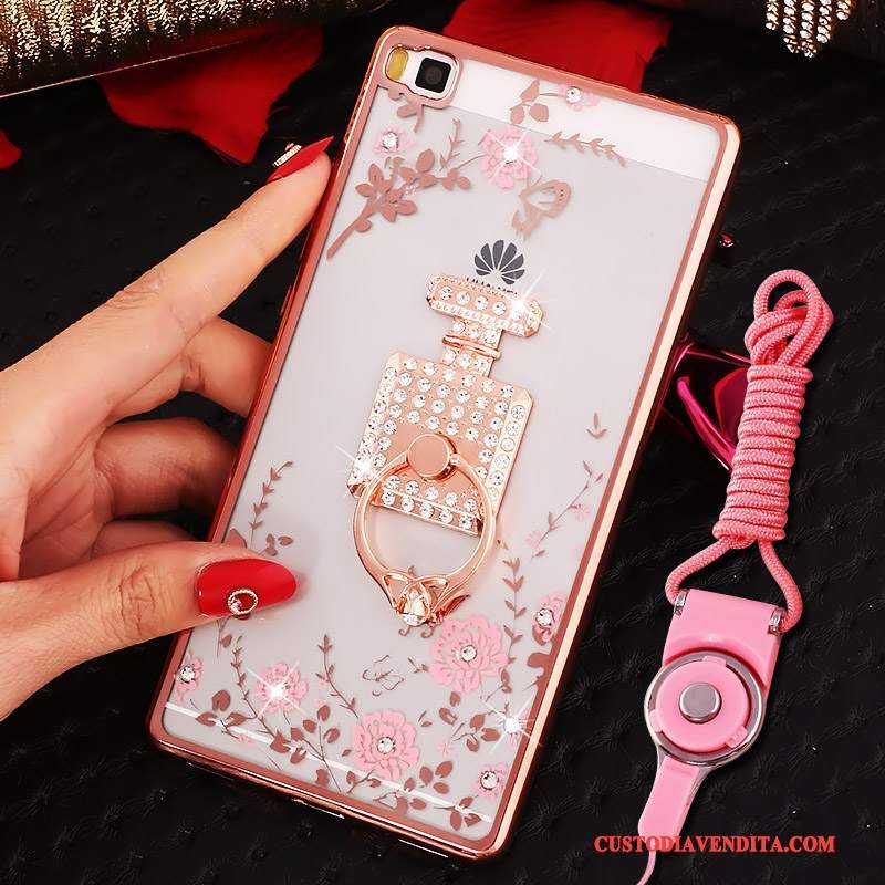 Custodia Huawei P8 Silicone Rosa Alto, Cover Huawei P8 Strass Tutto Inclusotelefono