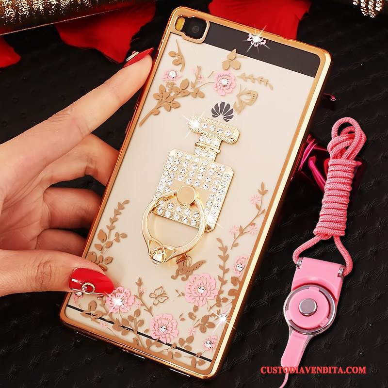 Custodia Huawei P8 Silicone Rosa Alto, Cover Huawei P8 Strass Tutto Inclusotelefono