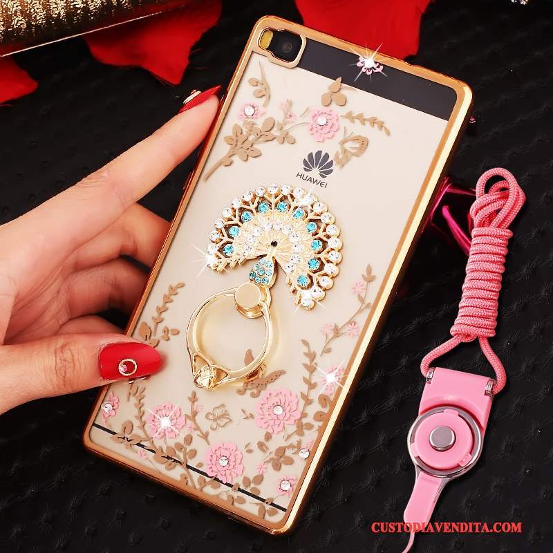 Custodia Huawei P8 Silicone Rosa Alto, Cover Huawei P8 Strass Tutto Inclusotelefono