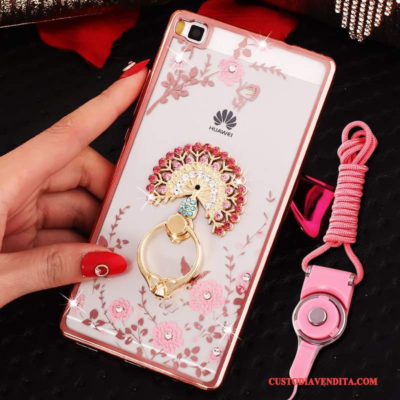 Custodia Huawei P8 Silicone Rosa Alto, Cover Huawei P8 Strass Tutto Inclusotelefono