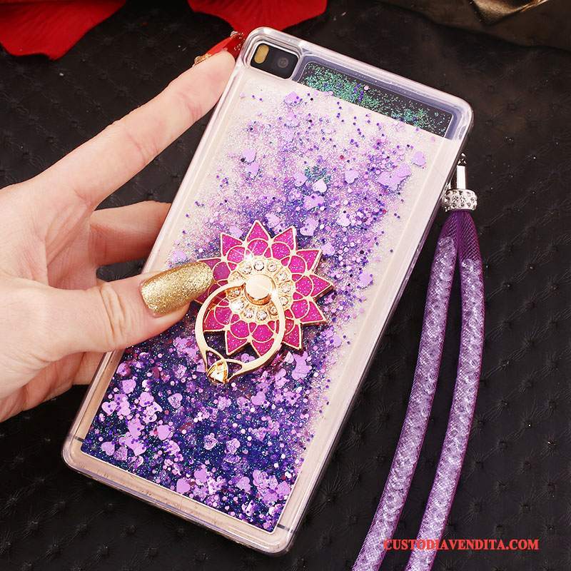 Custodia Huawei P8 Strass Alto Ring, Cover Huawei P8 Protezione Telefono Blu