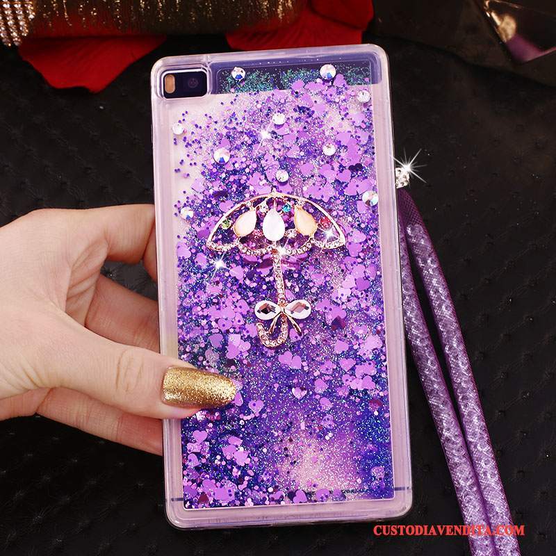 Custodia Huawei P8 Strass Alto Ring, Cover Huawei P8 Protezione Telefono Blu