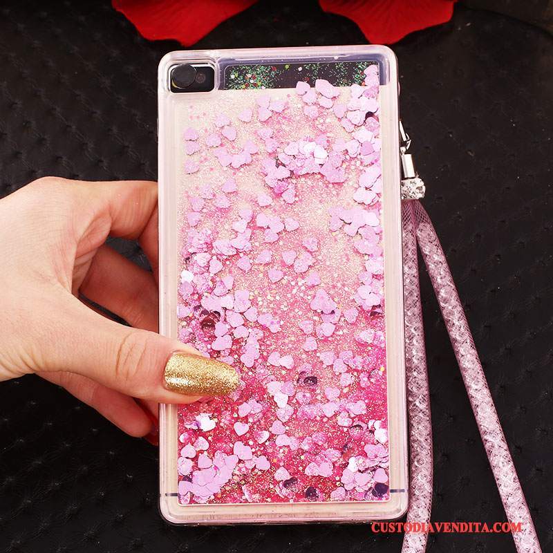 Custodia Huawei P8 Strass Alto Ring, Cover Huawei P8 Protezione Telefono Blu